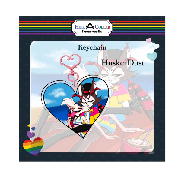 [HuskerDust (Angel Dust + Husker)] [Keychain] [Pansexual and Gay]  || Hell-a-Collab Pride Collection