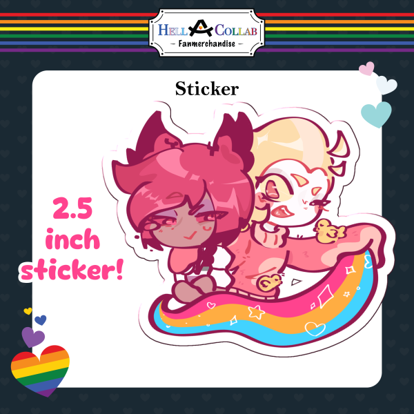 Pride collab Ace and Pan lucifer x Alastor Colored Edge Die Cut Sticker