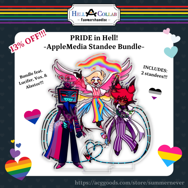AppleMedia Standee Bundle – Hellacollab The Pride Collection || Lucifer Vox Alastor RadioApple StaticApple RadioStatic