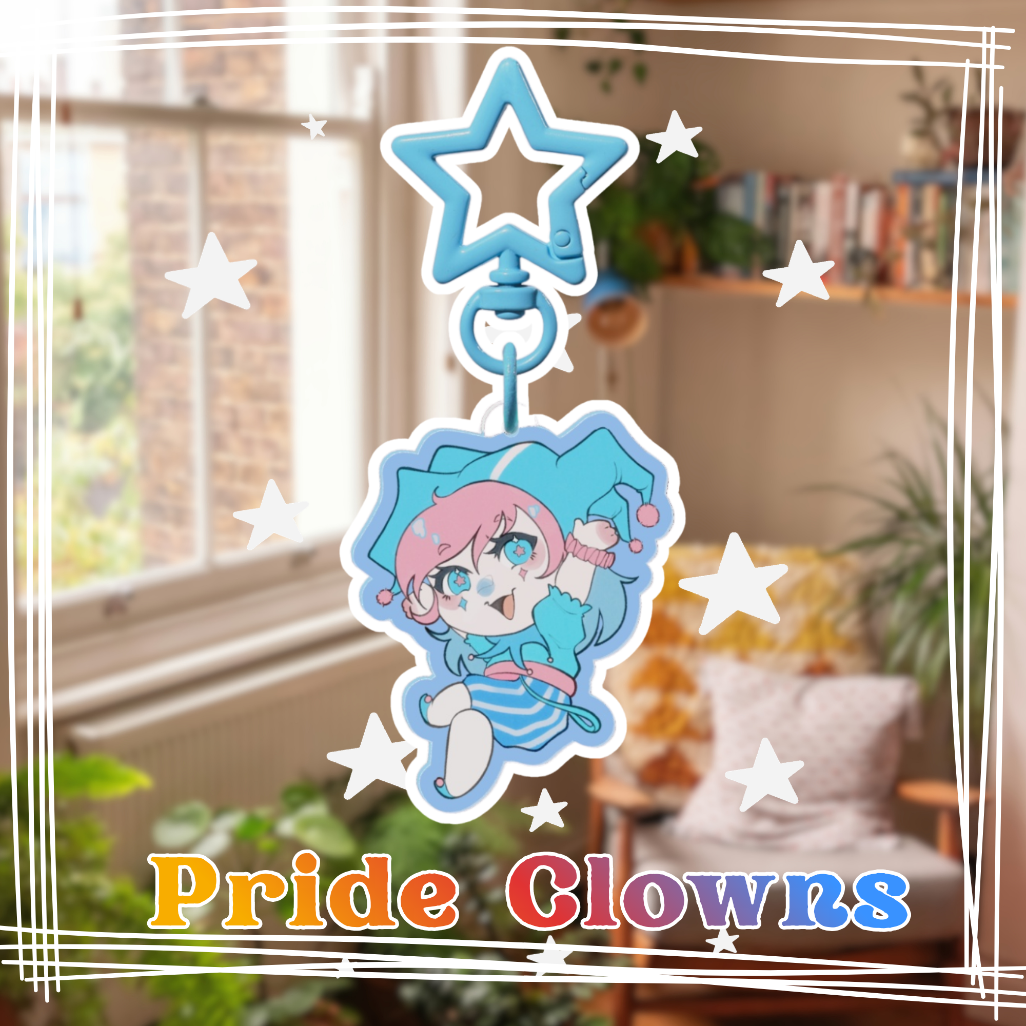 Trans Pride Clown Fun Keychain