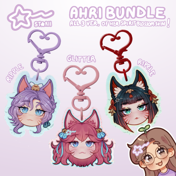 Spirit Blossom Ahri Bundle ᯓ★ Glitter & Ripple Acrylic Keychains (SET OF 3)