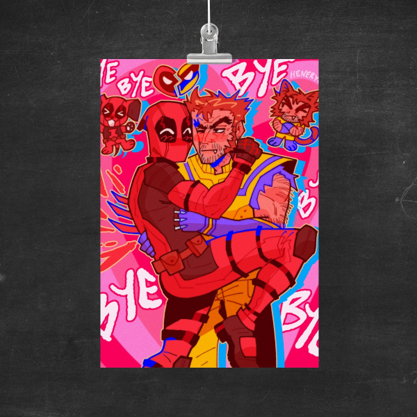 🏳️‍🌈 Deadpool & Wolverine - dog & cat - Marvel Print A4