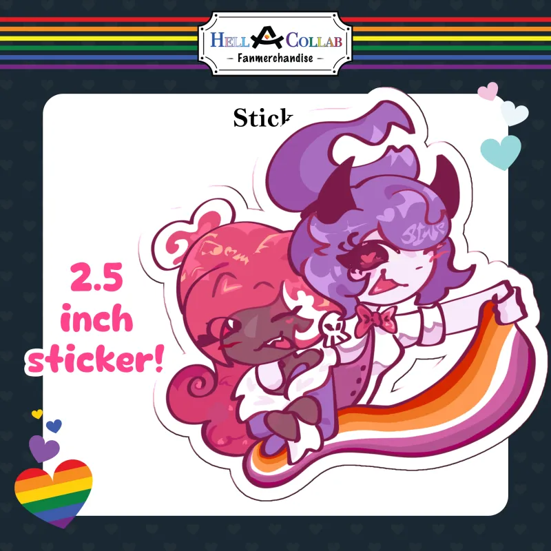Pride collab Lesbian Melissa x Velvette Hazbin collab Colored Edge Die Cut Stickers