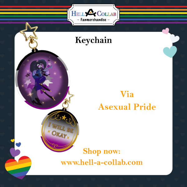 Via Asexual Pride acrylic keychain || Hell-a-Collab Pride Collection 