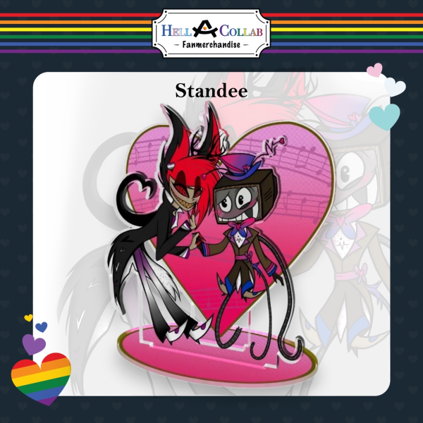 LostSignal RadioStatic Vox and Alastor Keychain Standee- Hell-a-Collab Pride Collection