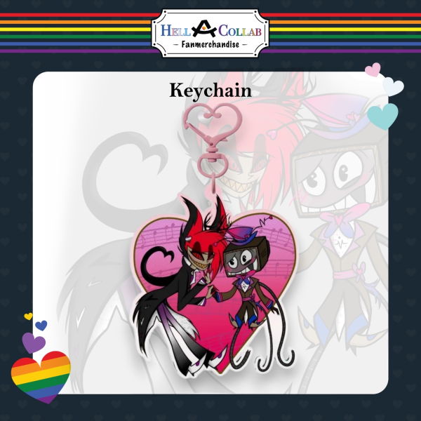 LostSignal RadioStatic Vox and Alastor Keychain Charm- Hell-a-Collab Pride Collection