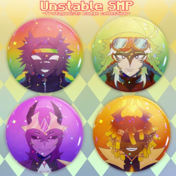 Unstable SMP protagonist sparkly badges  - collection