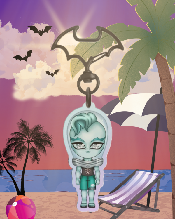 MH - Chibi Skull Shores Gil Webber Rainbow Keychain