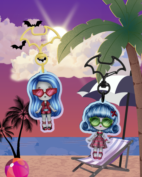 Summer Chibi Ghoulia Keychain Set