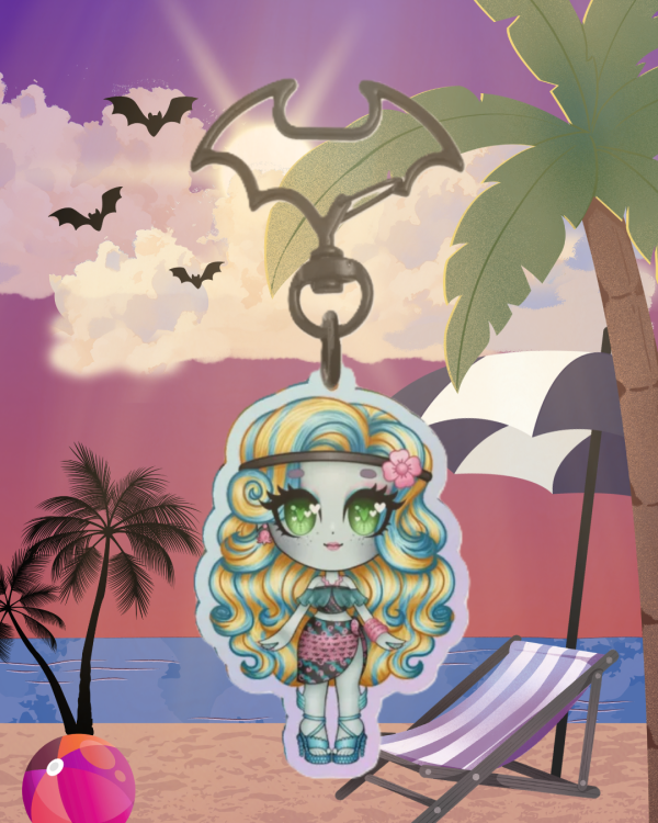 MH - Chibi Skull Shores Lagoona Blue Rainbow Keychain