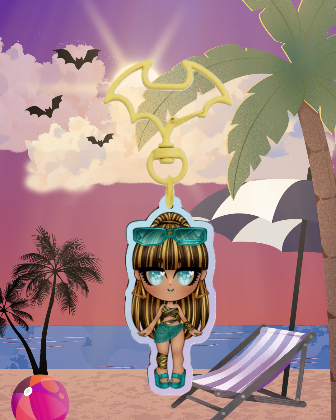 MH - Chibi Gloom Beach Cleo de Nile (V1) Rainbow Keychain