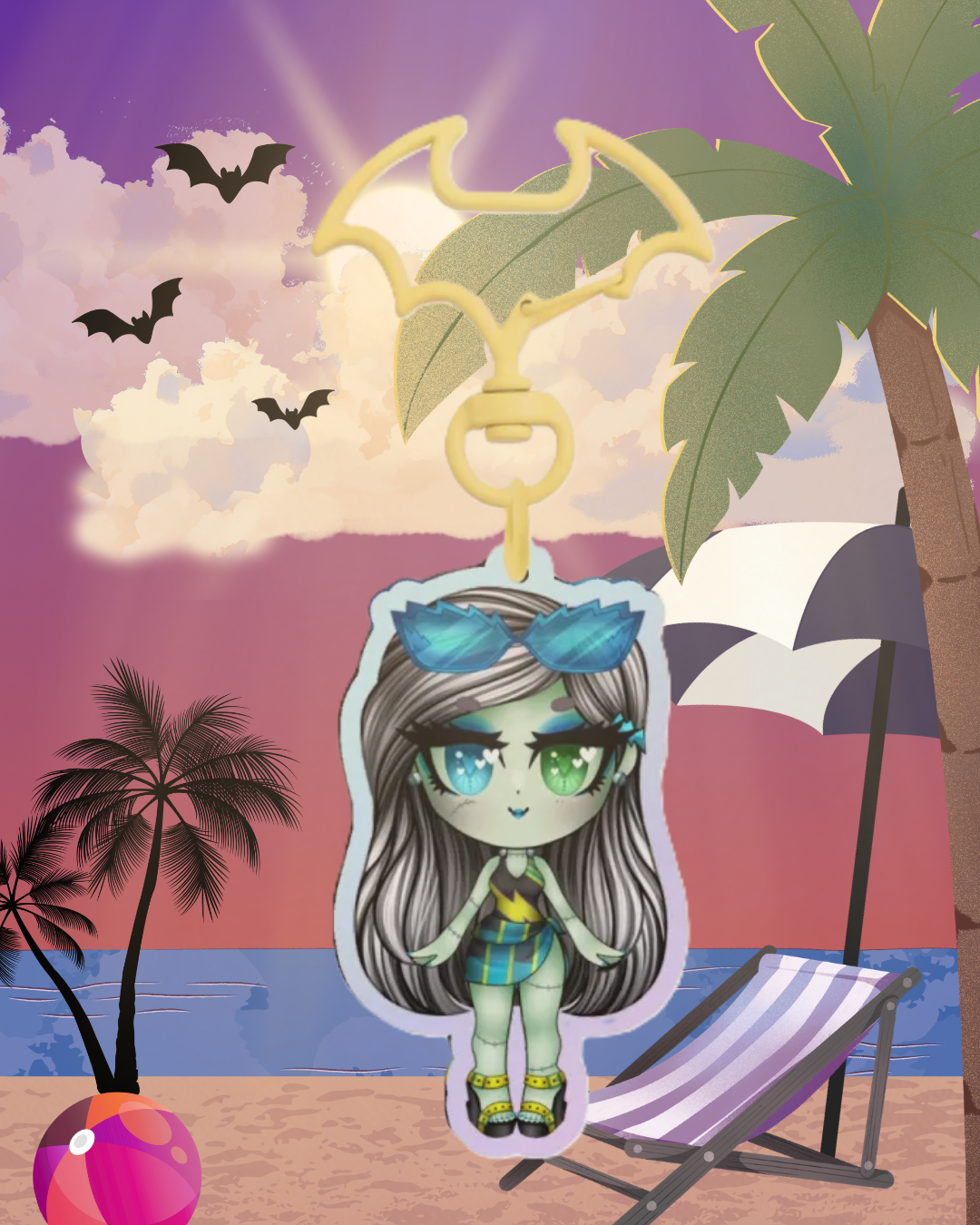 MH - Chibi Gloom Beach Frankie Stein (V1) Rainbow Keychain
