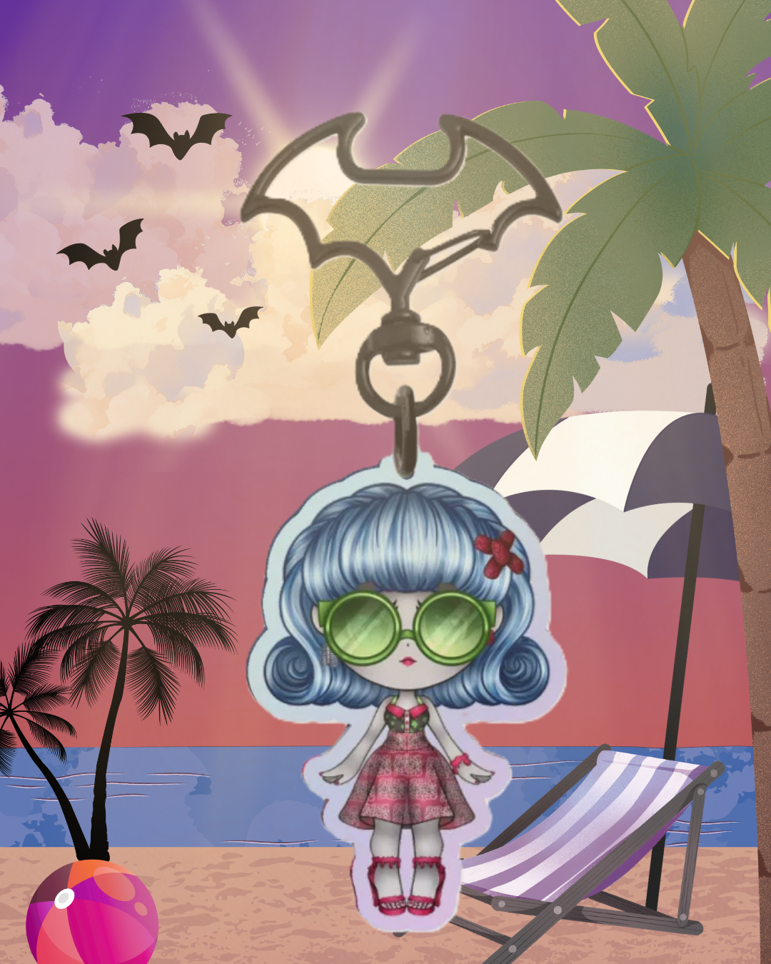 MH - Chibi Skull Shores Ghoulia Yelps Rainbow Keychain