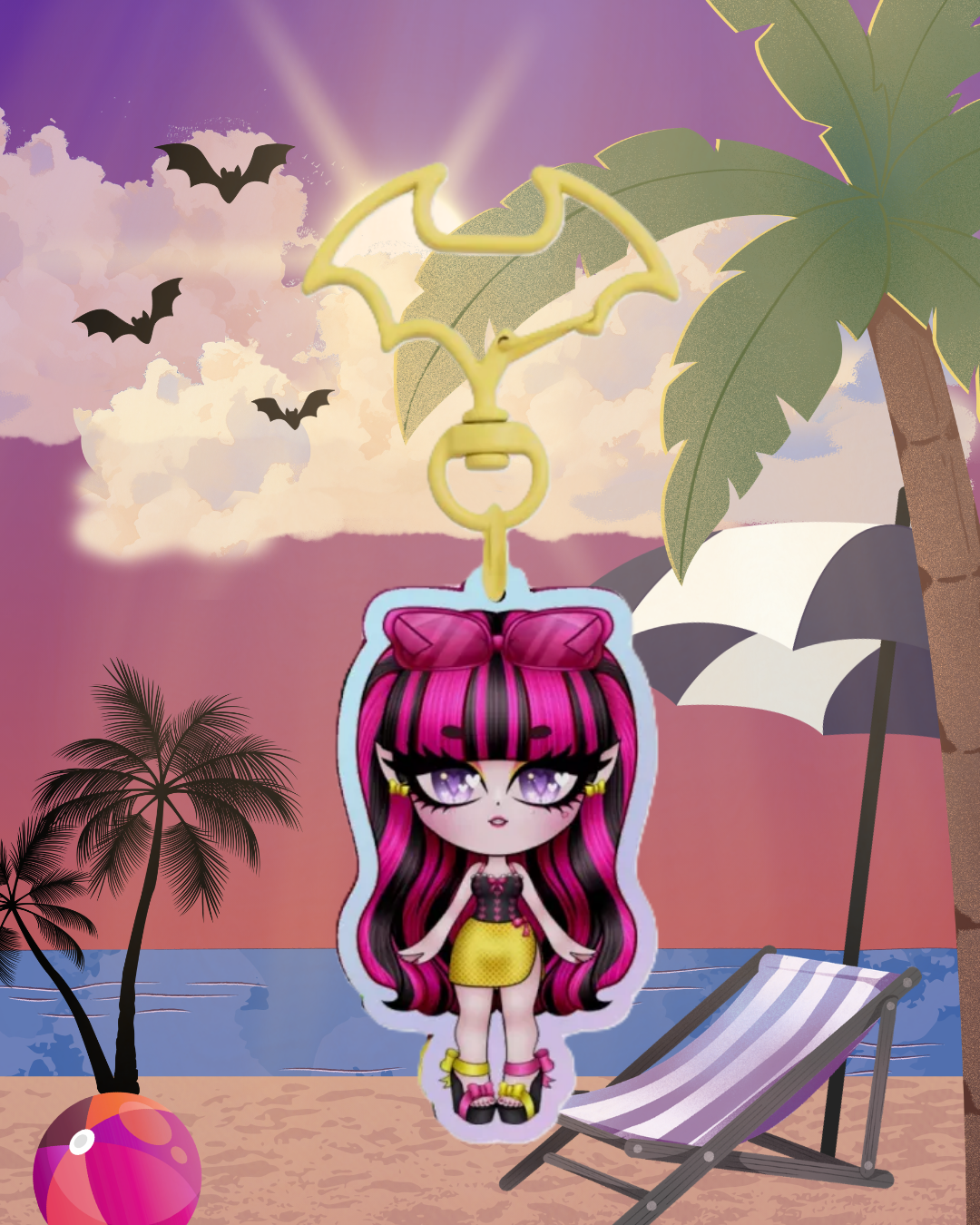 MH - Chibi Gloom Beach Draculaura (V1) Rainbow Keychain