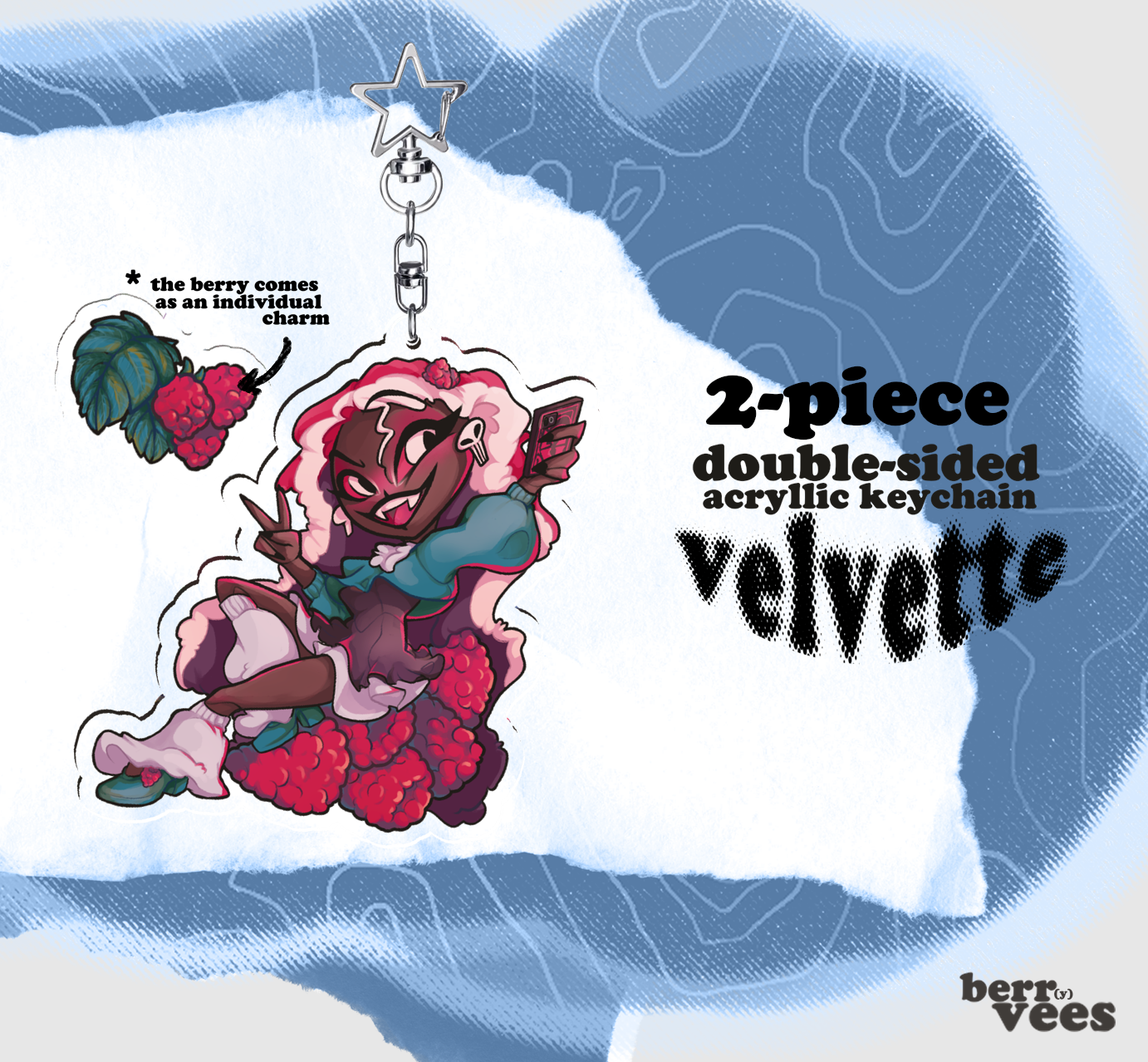 BerrVees Acrylic 2-Piece Keychain - Velvette