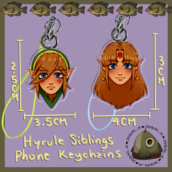Hyrule Siblings Acrylic Phone Keychains