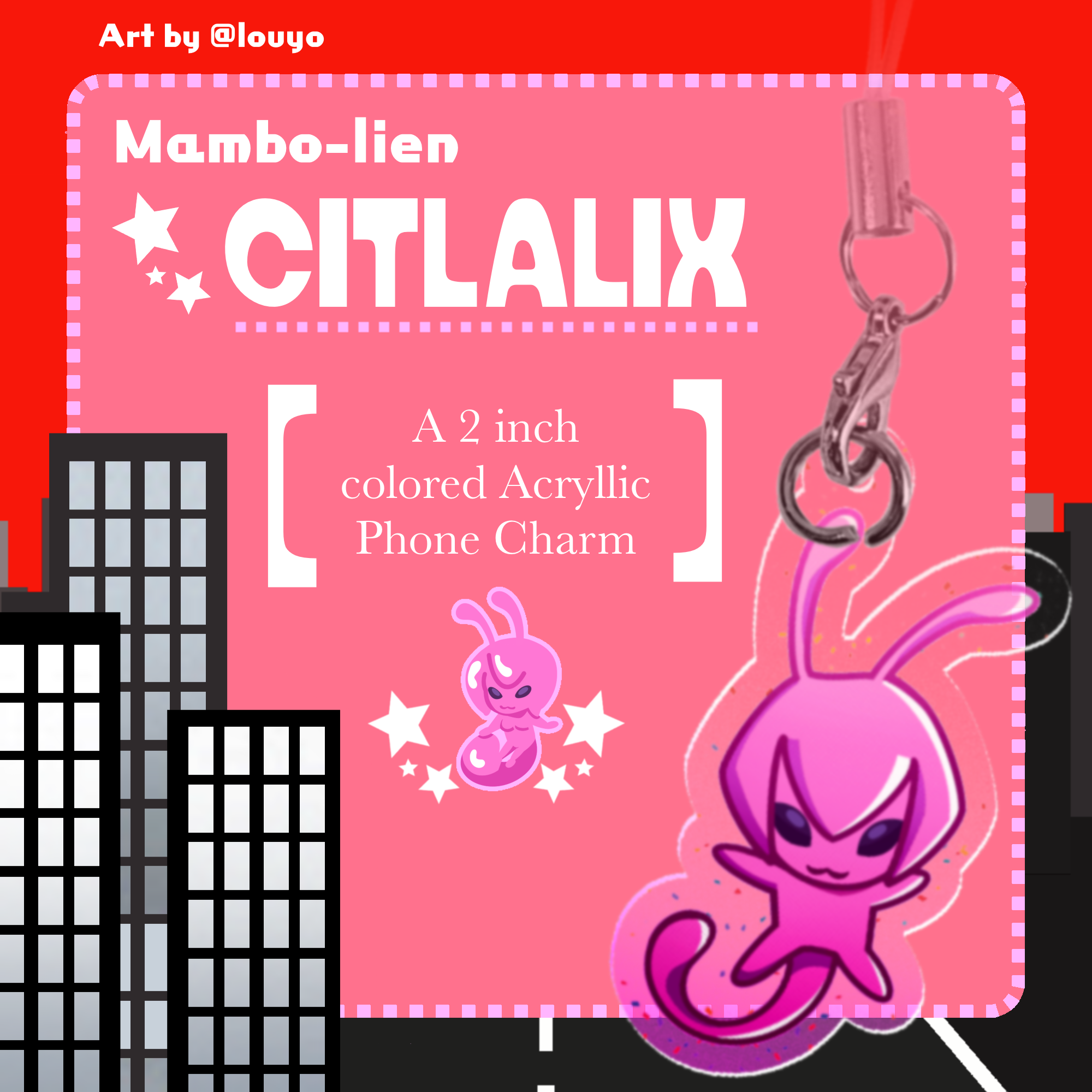 “Mambo!” || Citlalix Phone Charm || 2 inch, colored acryllic