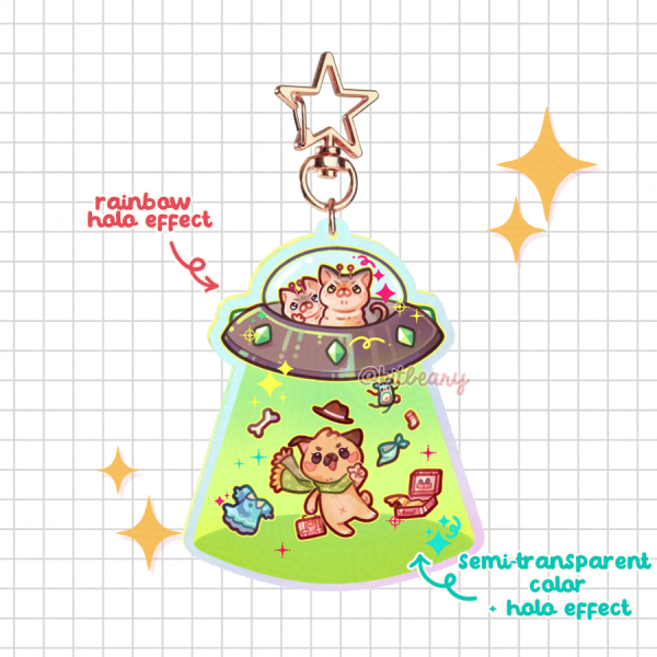 Alien Abduction "Vacation Time!" Holo Charm
