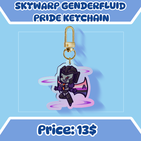 Skywarp Genderfluid Pride Keychain