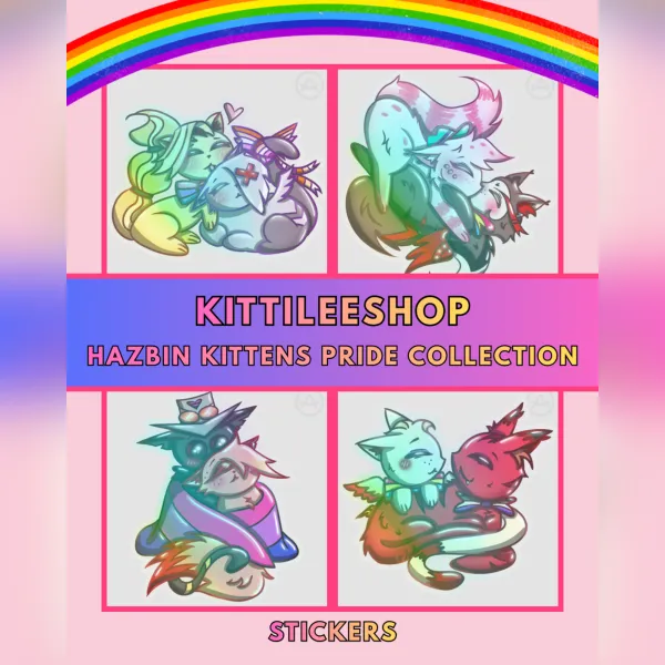Hazbin Hotel Pride Kittens Stickers Full Set