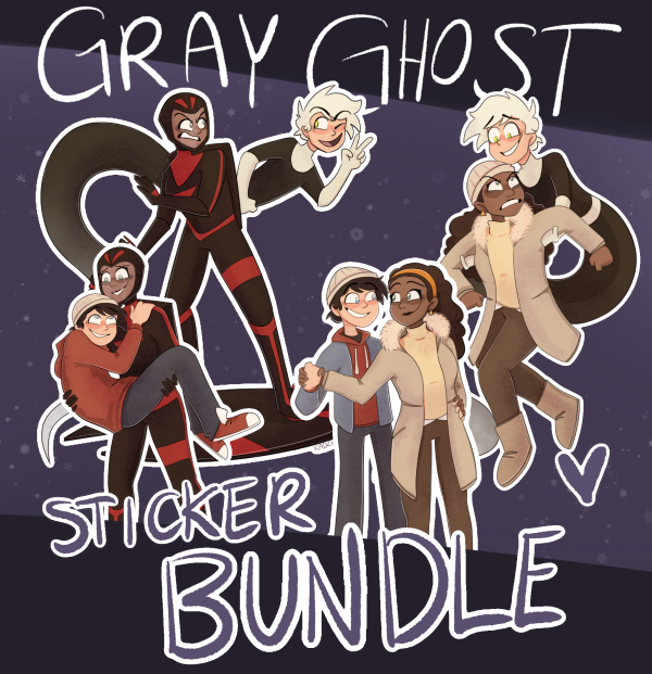 Gray Ghost Love Square Sticker bundle