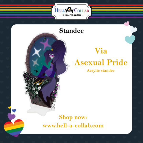 Via Asexual Pride acrylic standee || Hell-a-Collab Pride Collection
