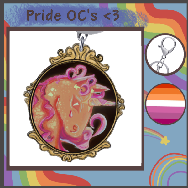Sunspeck | Lesbian Pride Unicorn OC Wood Keychain