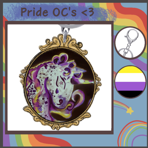 Wrayburn | Non Binary Unicorn OC Wood Keychain