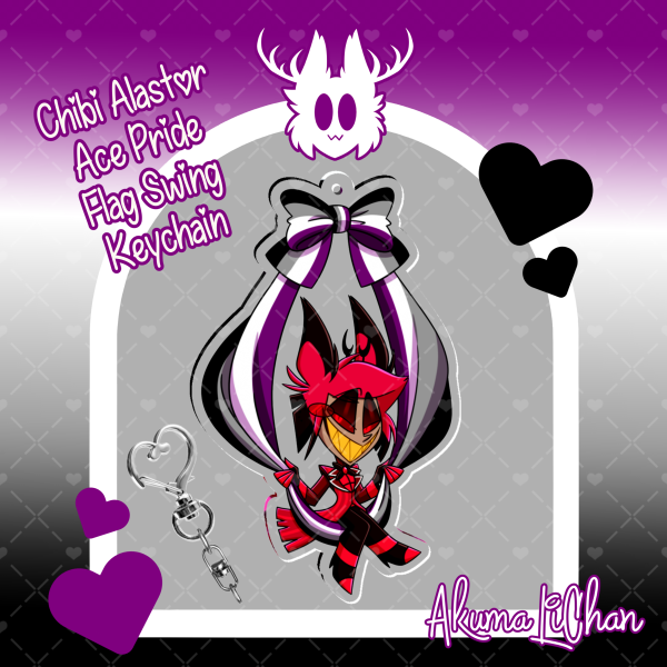Chibi Alastor Ace Pride Flag Swing Keychain