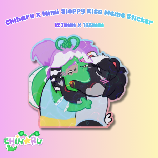 Chiharu X Mimi Sloppy Kiss Meme Big Die Cut Sticker