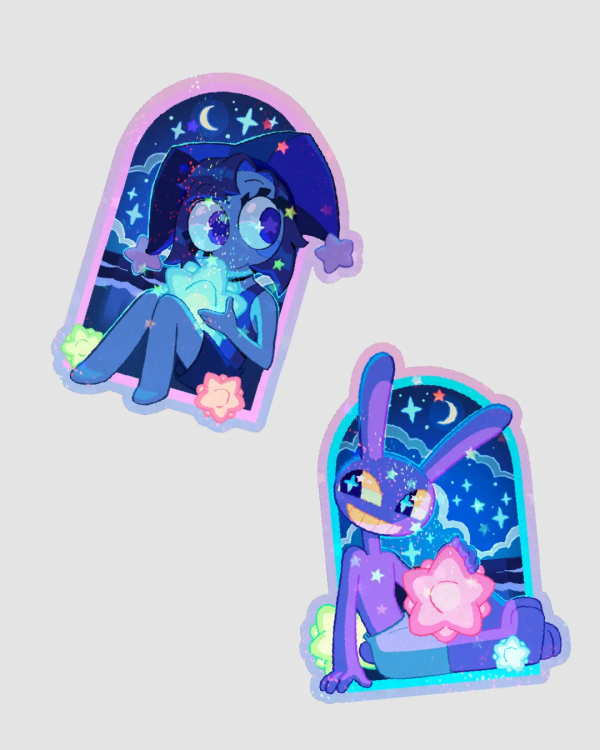 Stargazer Jax and Pomni Holographic Sticker Set