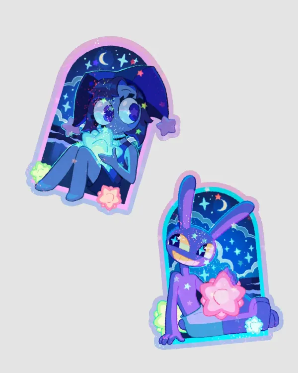 Stargazer Jax and Pomni Holographic Sticker Set