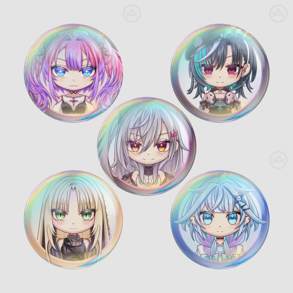 HOLOLIVE JP DEV_IS - FLOW GLOW | 58mm Round Badge Button Pin SET