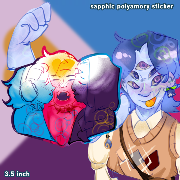 Polyam, sapphic jawbreakers Colored Edge Die Cut Stickers !