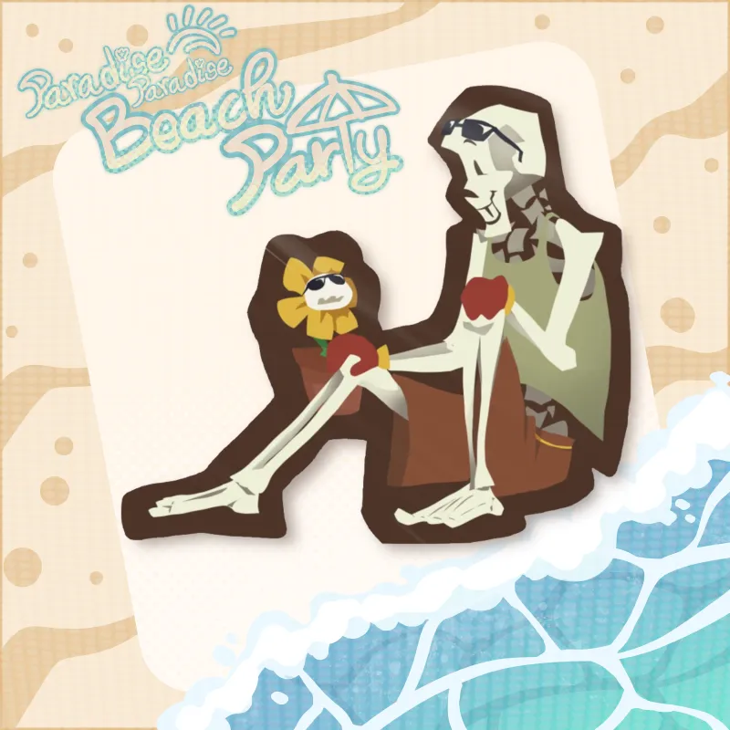 PAPYRUS & FLOWEY STICKER || Paradise Paradise Beach Party Collab ! ( UNDERTALE )