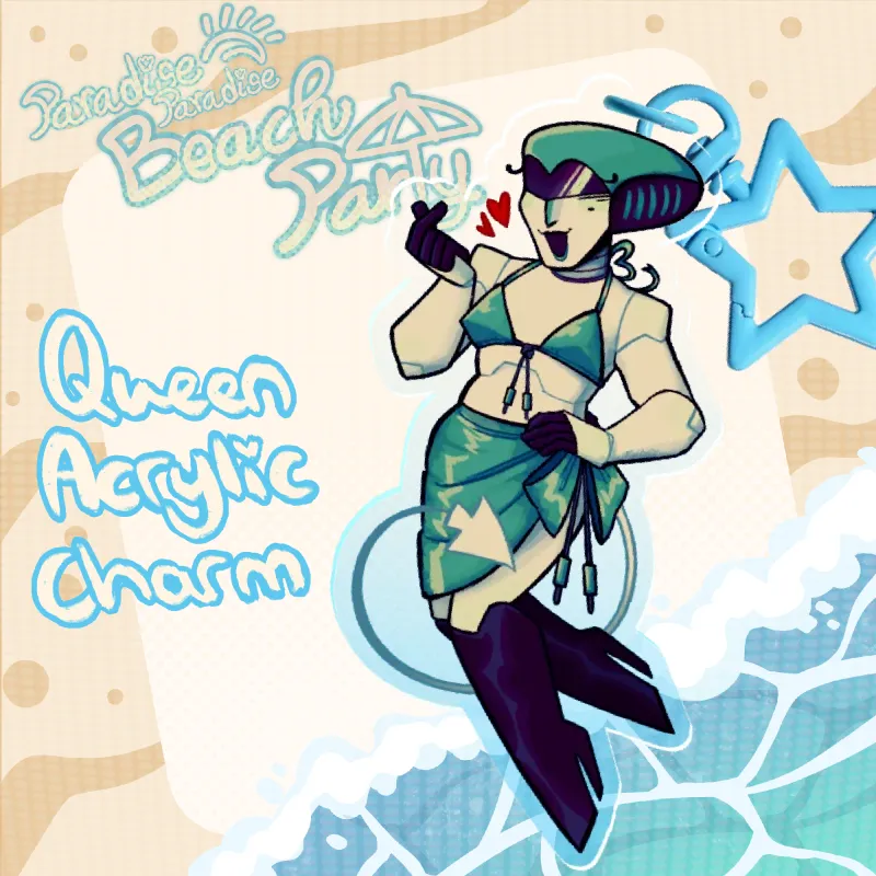 Beach Party Queen acrylic charm