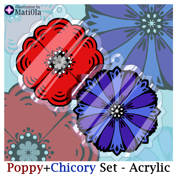 Poppy + Chicory Charms set(Acrylic)