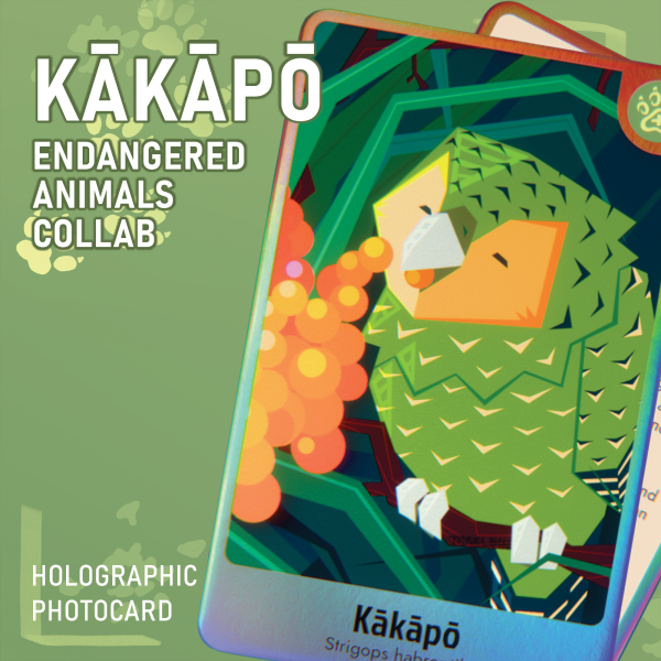 Kakapo Owl-Parrot Bird | Endangered Animals Collab | Holographic Photocard