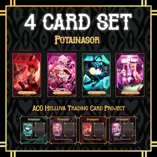 Hellaverse 4 card set DISCOUNT (potainasor)🎵🍎🎰| Hazbin Hotel Photocards | Potainasor 🖤✨️❤️ 