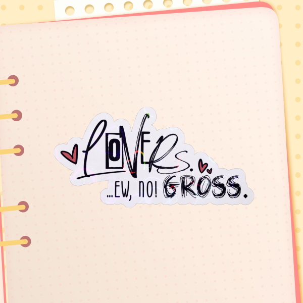 "Ew no! Gross." Heated Rivalry Die Cut Sticker with Heart Holo Effect, 6,4cm (2,51")