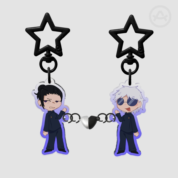 Gojo and Geto heart keychains