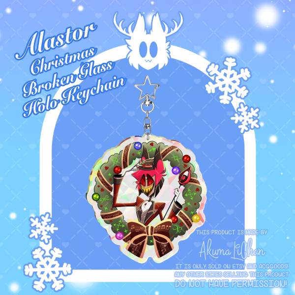 Alastor Christmas Broken Glass Holo Keychain