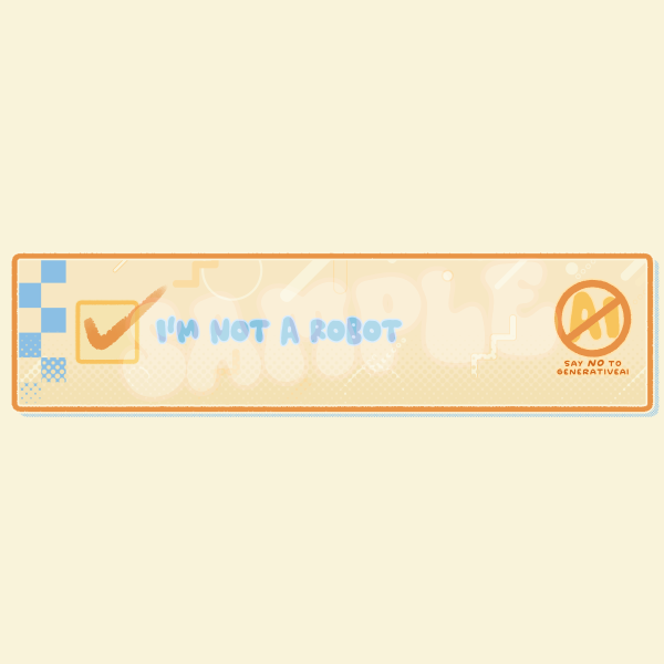 I'm Not a Robot CAPTCHA sticker - Yellow & Blue