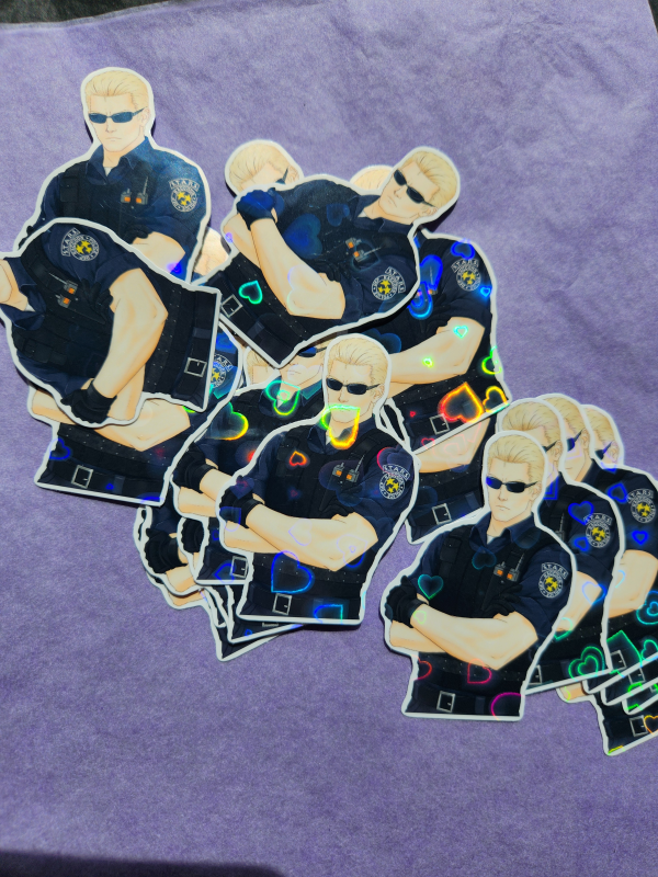 Albert Wesker Holographic Heart Die Cut Sticker
