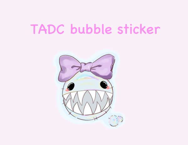 The Amazing Digital Circus Bubble with a bow Clear PET Vinyl Die Cut Stickers