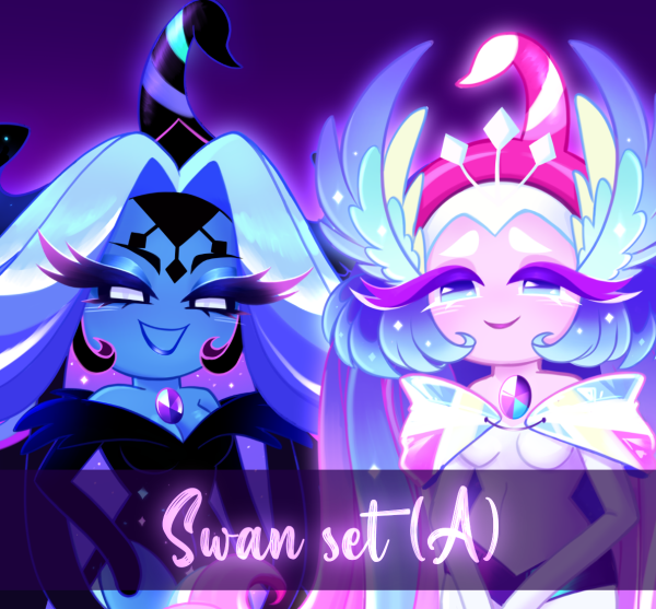 Sugar swans set A (full bleed + stickers)