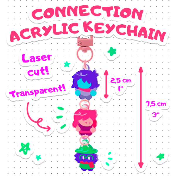 Kris, Susie, Ralsei - Connection Keychain [Deltarune]