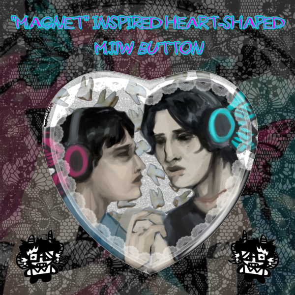 Heart Shaped MJJW Strangers from Hell button badge