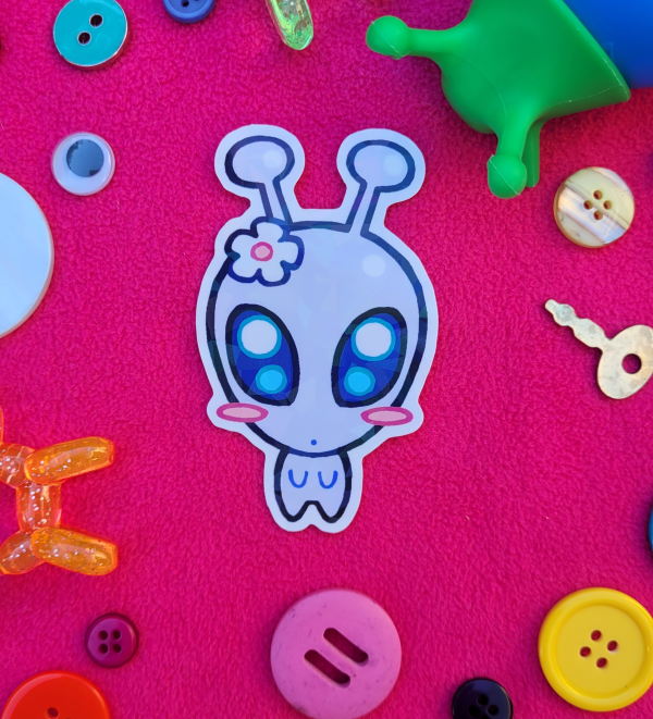 Cutie Alien Holo Sticker - WHITE