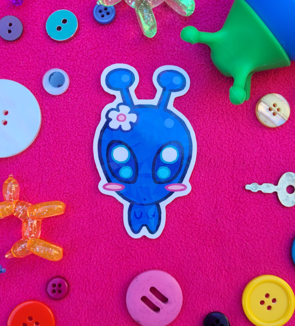 Cutie Alien Holo Sticker - BLUE